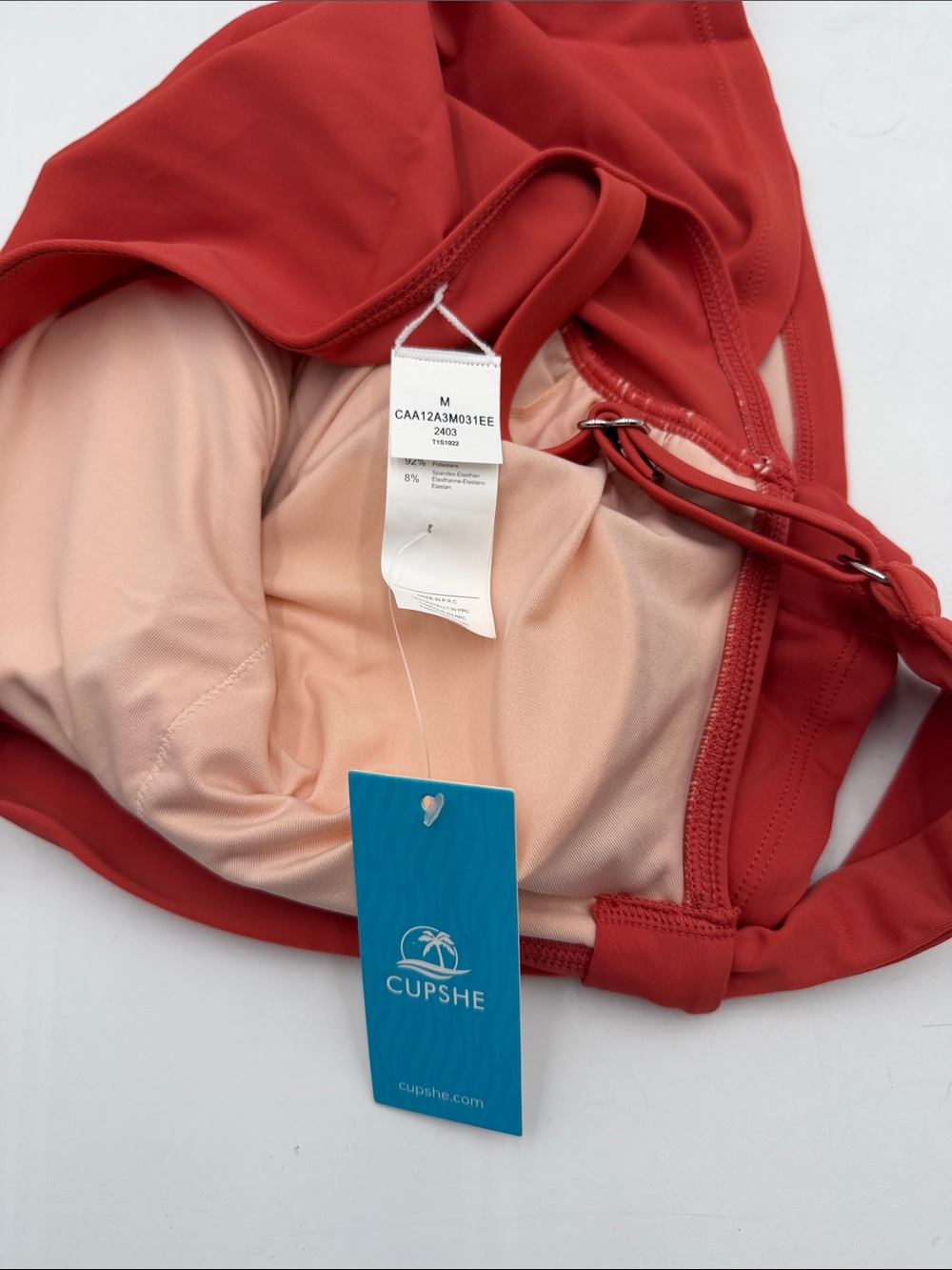 CUPSHE Burnt Orange One Shoulder Tankini Swimsuit TOP ONLY Bathing Suit Top - Picture 5 of 6